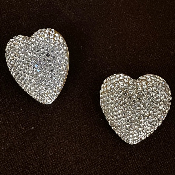 JCrew Pave Heart Earrings - Picture 1 of 4